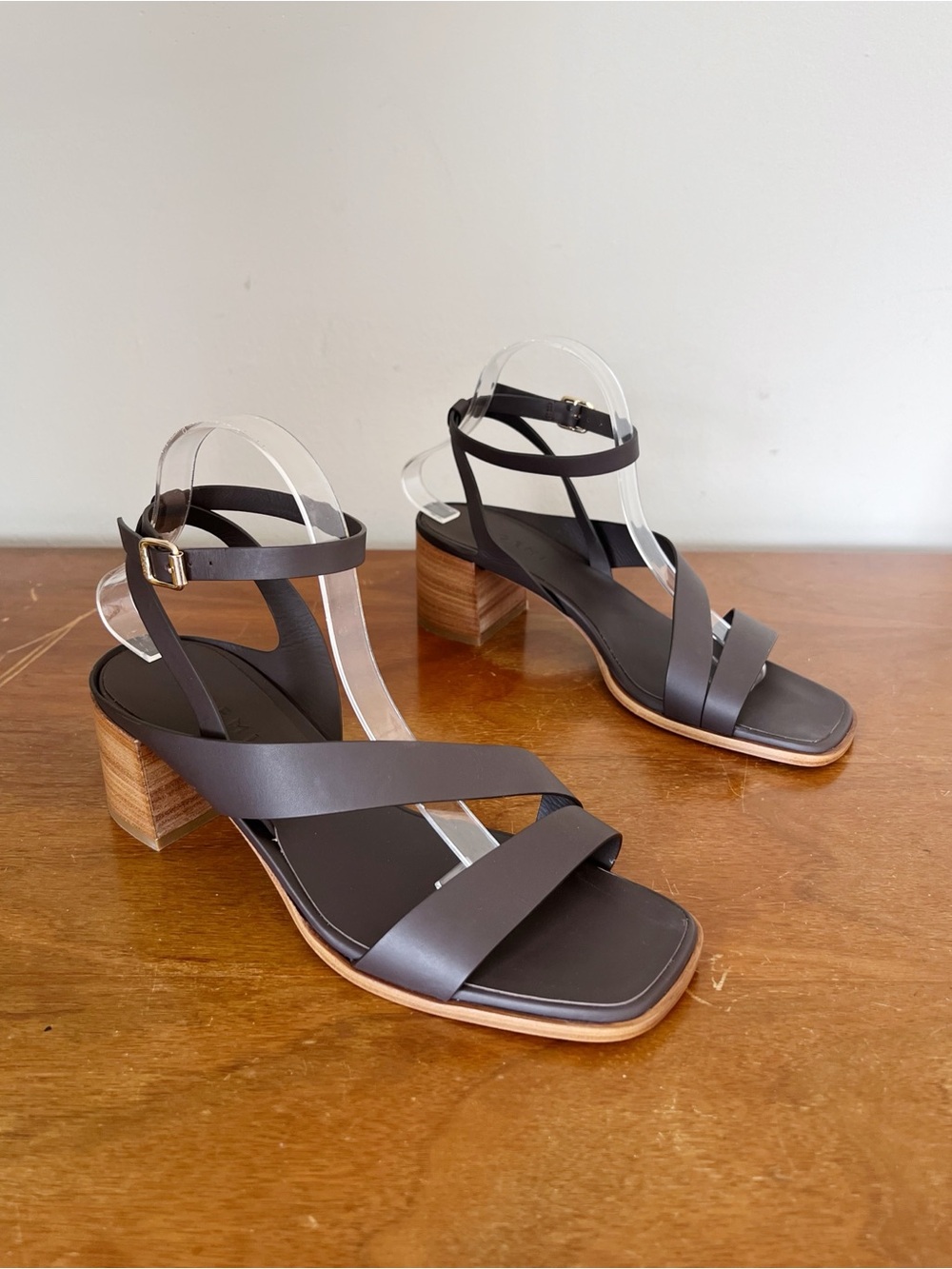 M GEMI • The Moira strappy block heel sandals calf leather Italy designer - Picture 16 of 16